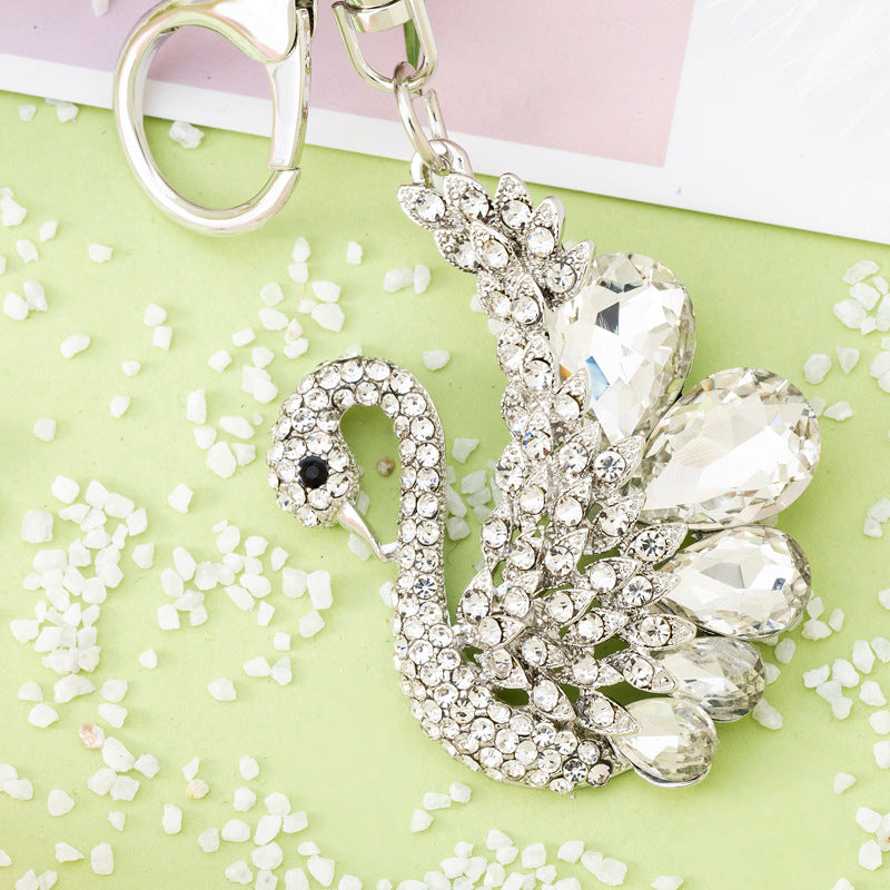 Wholesale Crystal Swan Creative Diamond Inlaid Alloy Keychains